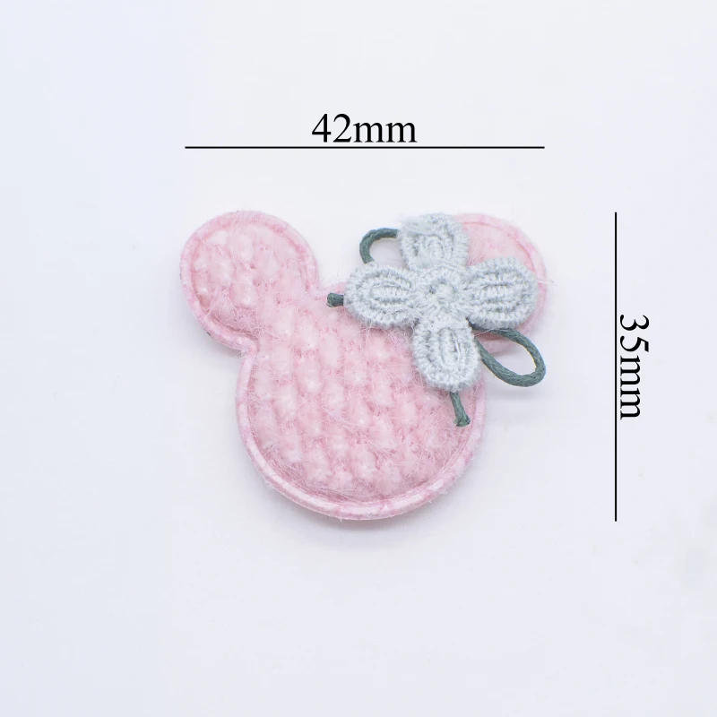 10Pcs 42*35mm Plush Mouse Head Applique for DIY Clothes Hat Gloves Leggings Socks Sewing Patches Decor Headwear Accessories