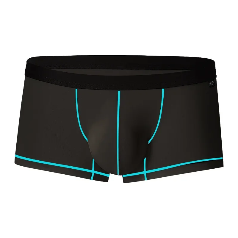 Men\'s Thin Ice Silk Soft Skin-Friendly Briefs Crotch Bulge Pouch Panties Low Waist Sweat Breathable Shorts Underpants