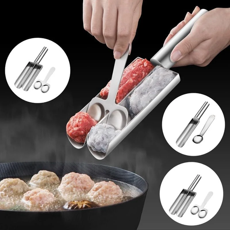 Meatball Scoop Maker Stainless Steel Kitchen Manual Meatball Maker None-Stick Meatball Maker Meatball Shape Ball Maker B 1 PCS