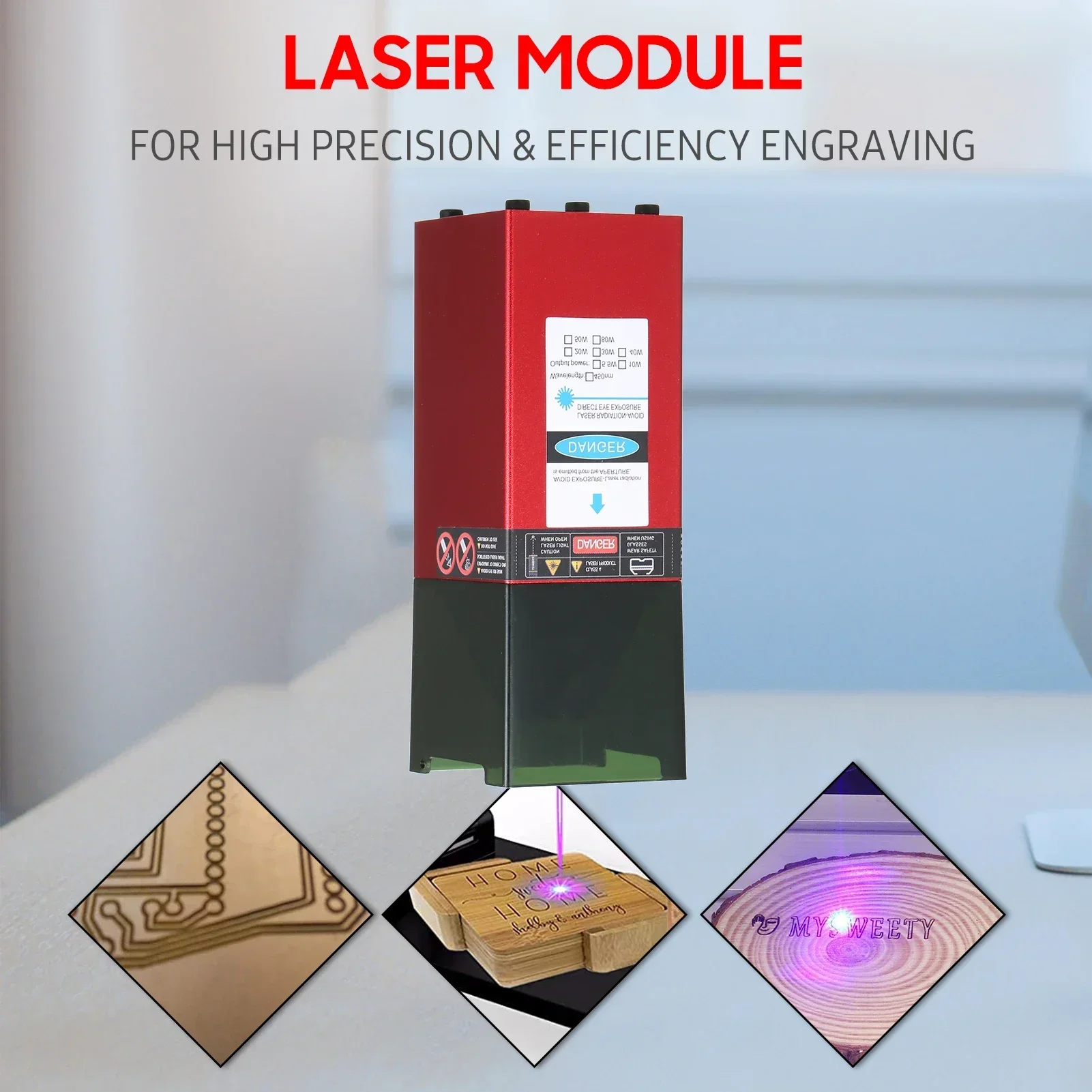 10W Laser Module 450nm Engraving Laser Head Adjustable Focal Length High Precision Engraving Plastic Leather for Cutting Machine