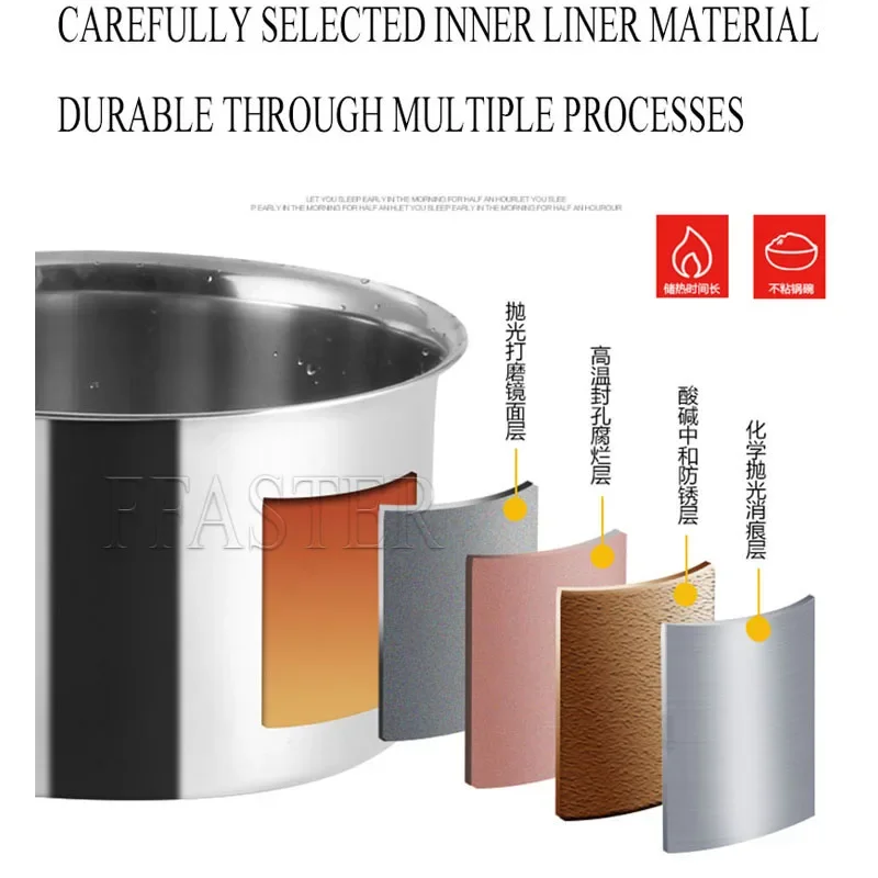 BURUIMU 전자 수프 냄비 스테인레스 스틸 우유 따뜻한 진주 냄비 진주 타피오카 가루 단열 냄비