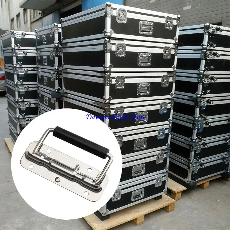 57BE Movable Folding Pull Hardware With Ergonomic Design Spring Loaded Rubber Handle