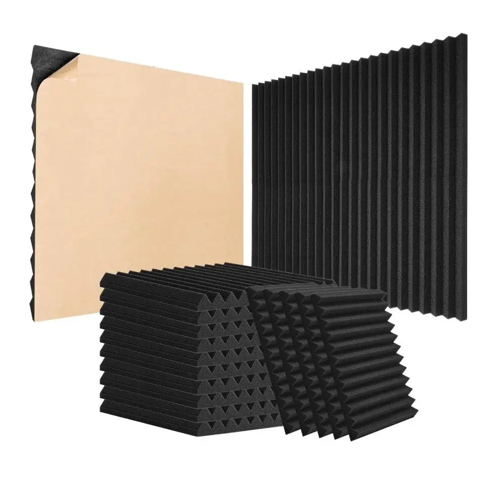 

Acoustic Foam Panels 48Pack 12x12x1in for wall & Ceiling Adhesive