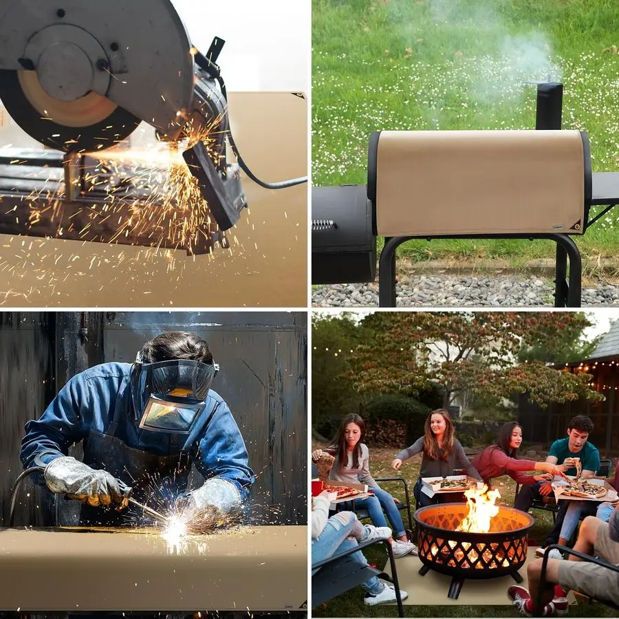 بطانية لحام من الألياف الزجاجية، بطانية مقاومة للحرارة مع حلقات نحاسية، حصيرة لحام متعددة الأغراض للشواية والمدخن والتخييم