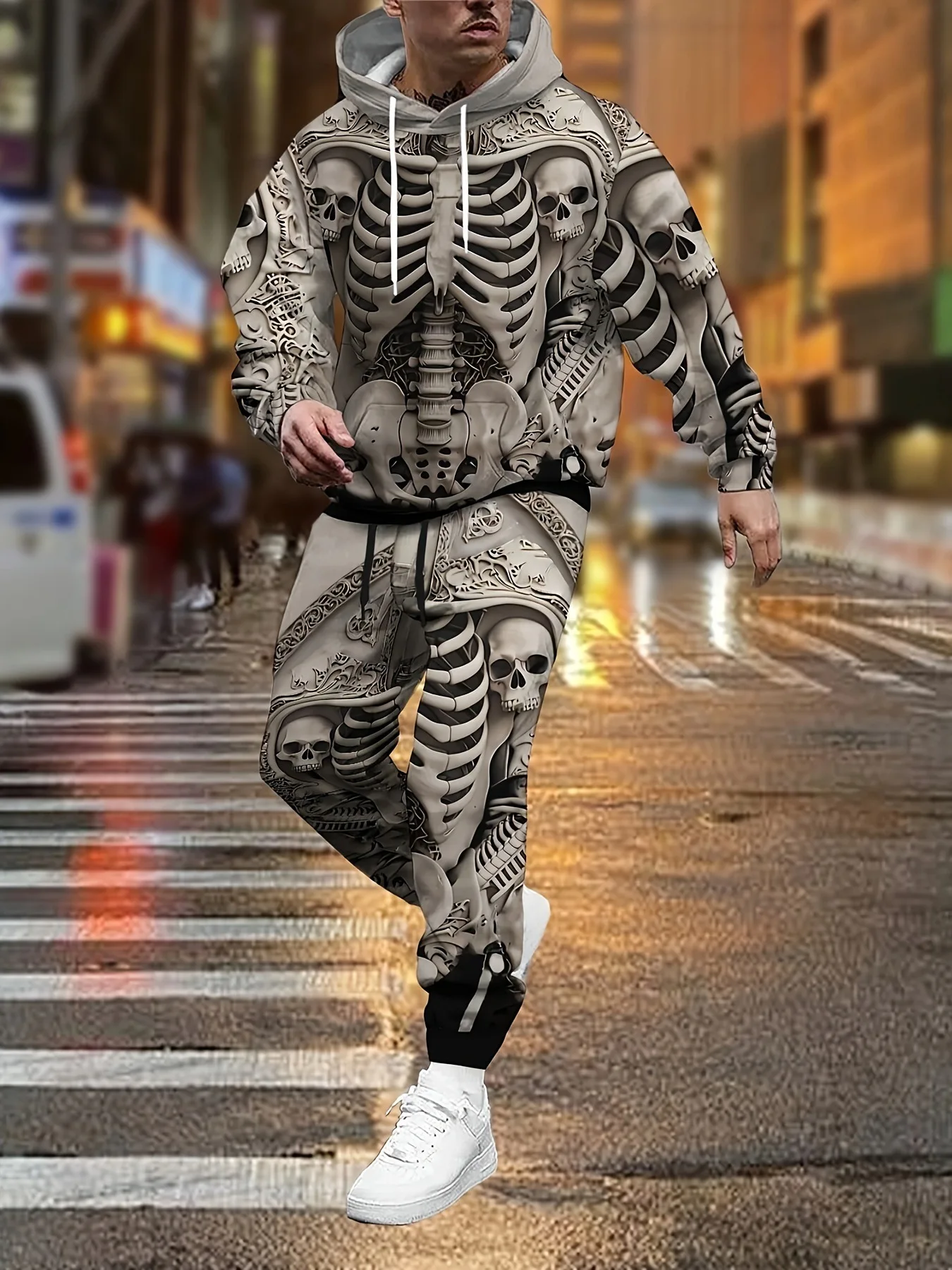 

New Skull Skeleton 3D Printed Hoodie + Pants Suit Men Women 2 Pcs Sportwear Tracksuit Set Autumn Jogging Pants 2Pcs Sets