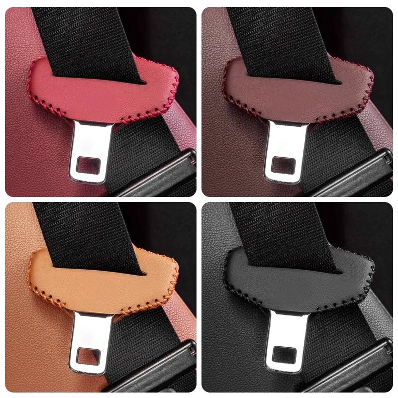 

Universal Seat Belt Collision Avoidance Sleeve Leather Car Seat Belt Clip Extender Safety Seatbelt Lock Buckle Plug Cover