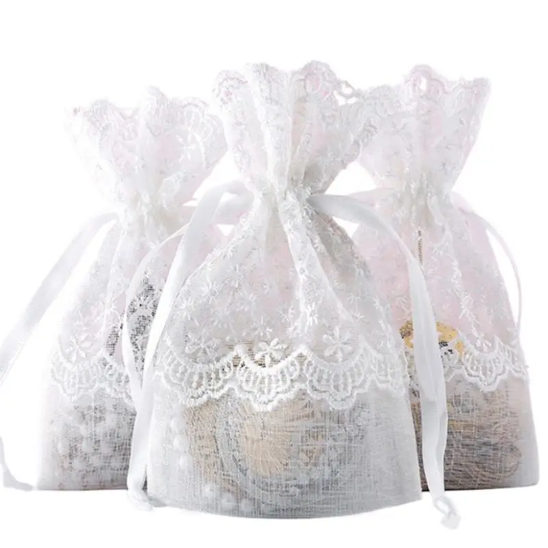 White Gift Bag High Quality Gauze Storage Bag for Festival Favor and Packing Lace