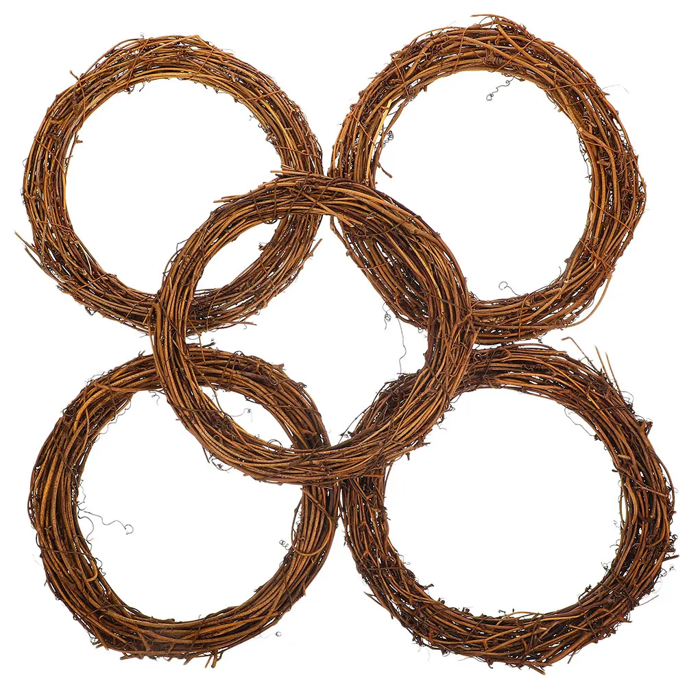 

5 Pcs 25cm Rattan Wreath Garland Ring DIY Frame Christmas Home Garden Decoration Wreath Rattan Circle Floral Frame