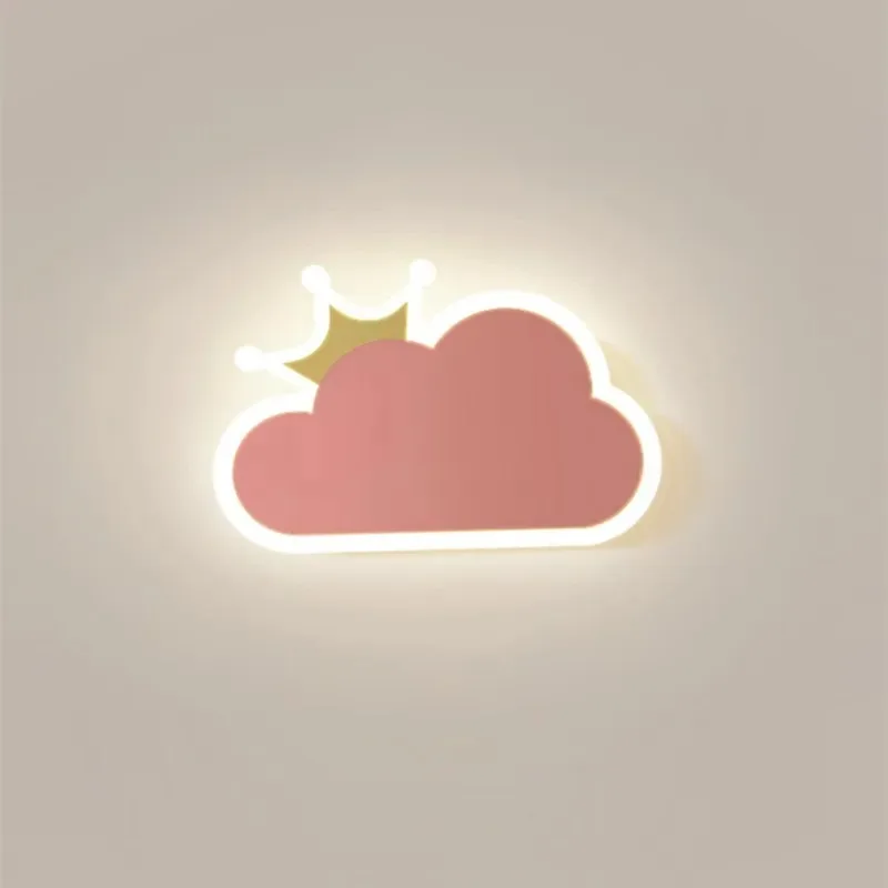 

Children's Room Wall Lamp Nordic Crown Cloud Boy and Girl Room Wall Light Simple and Warm Bedroom Bedside Sconces LED