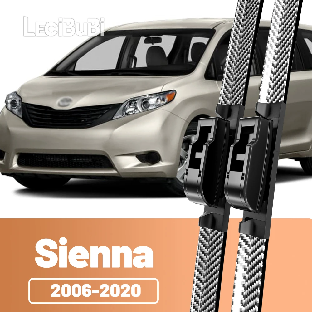 2 uds limpiaparabrisas delantero limpiaparabrisas de fibra de carbono para Toyota Sienna 2006-2020 2007 2010 2011 2012 2013 2014 2016