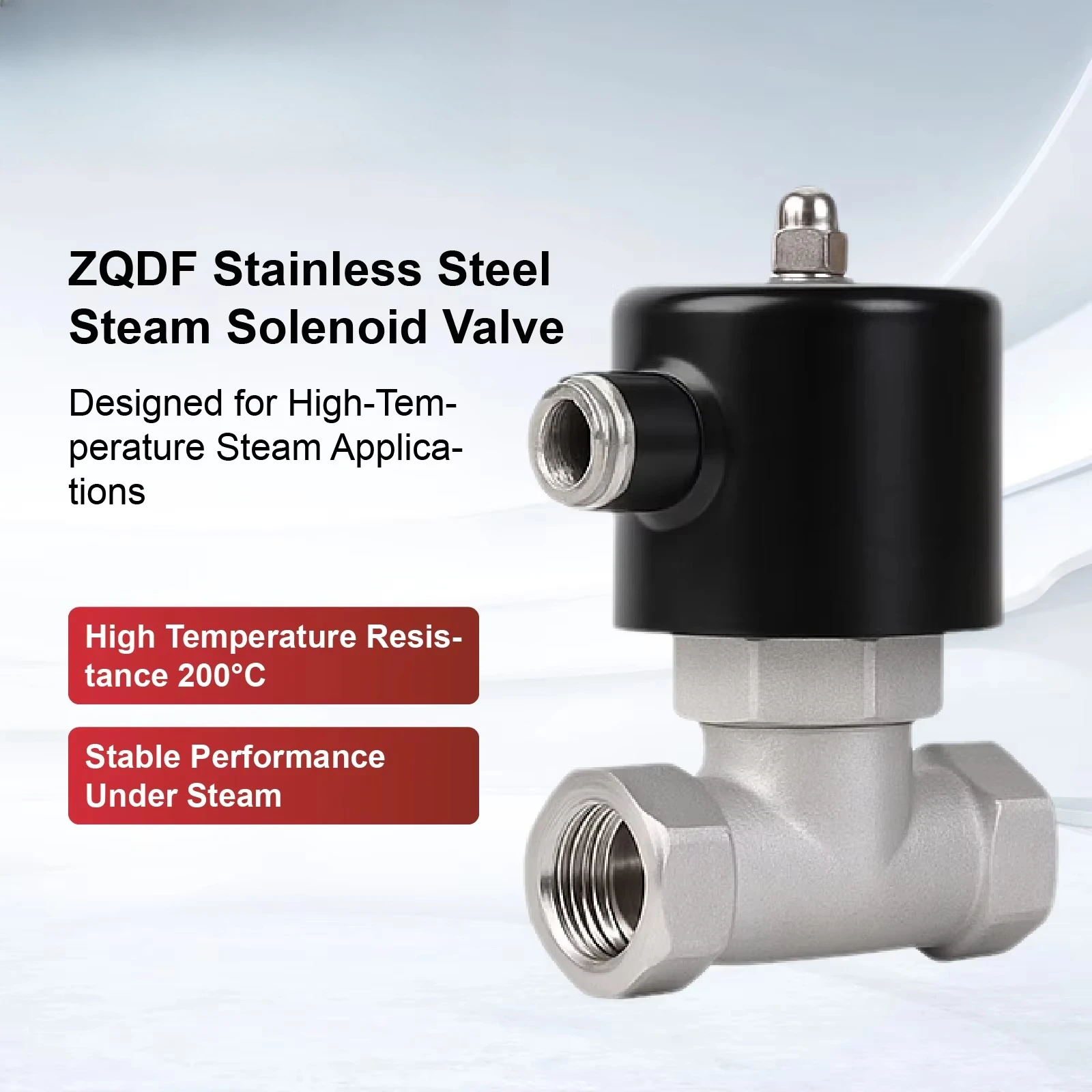 Steam Solenoid Valve 304 Stainless Steel High Temperature AC220V DC24V Industrial Control Valve Threaded DN15–DN50