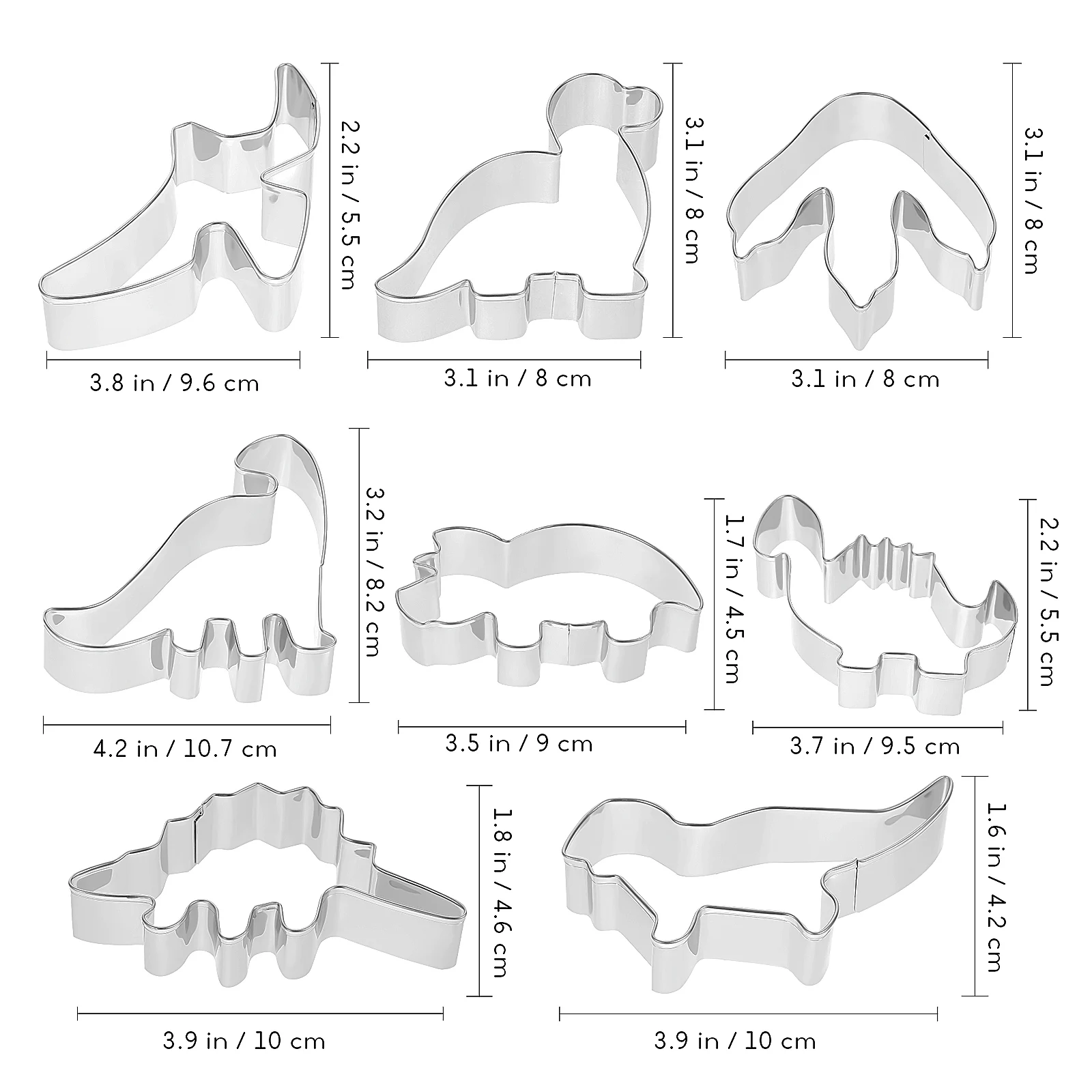 

8 Pcs 304 Stainless Steel Baking Dinosaur Dinosaur Cookie Cutters For Kids Shaped Baking Molds Kids Food Supplies