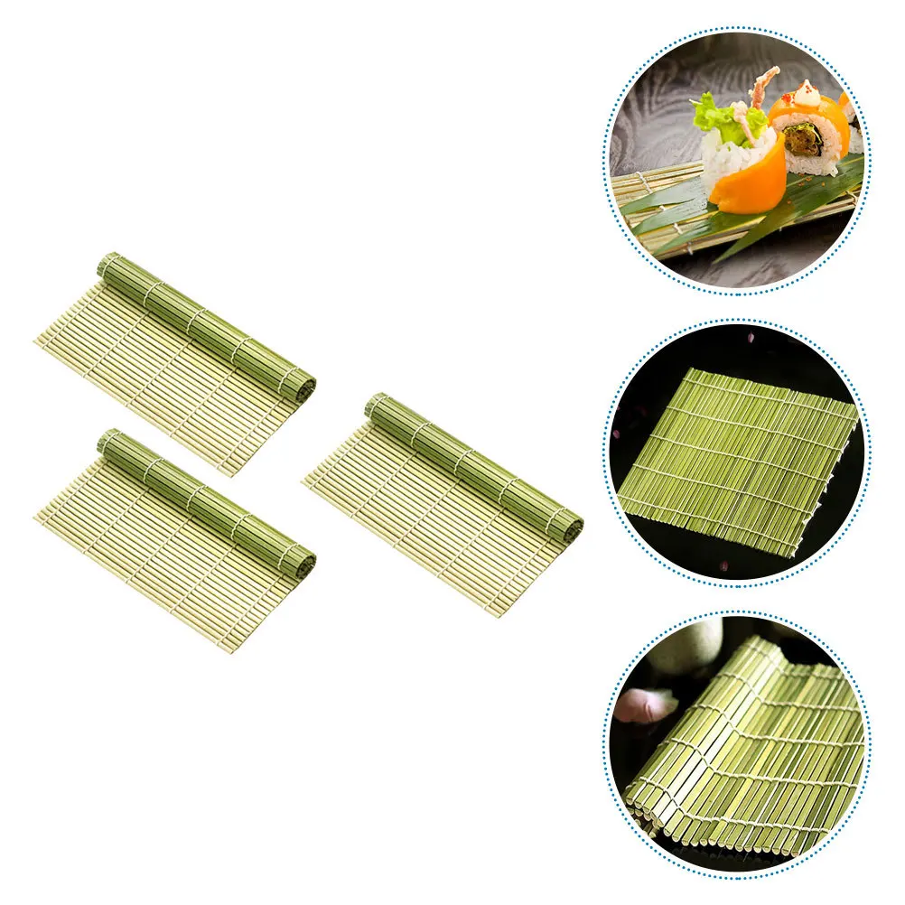

3Pcs Sushi Rolling Mat Bamboo Style Non-Stick Washable Compact Storage Ideal for Sushi Making At Home Family Cooking Gift