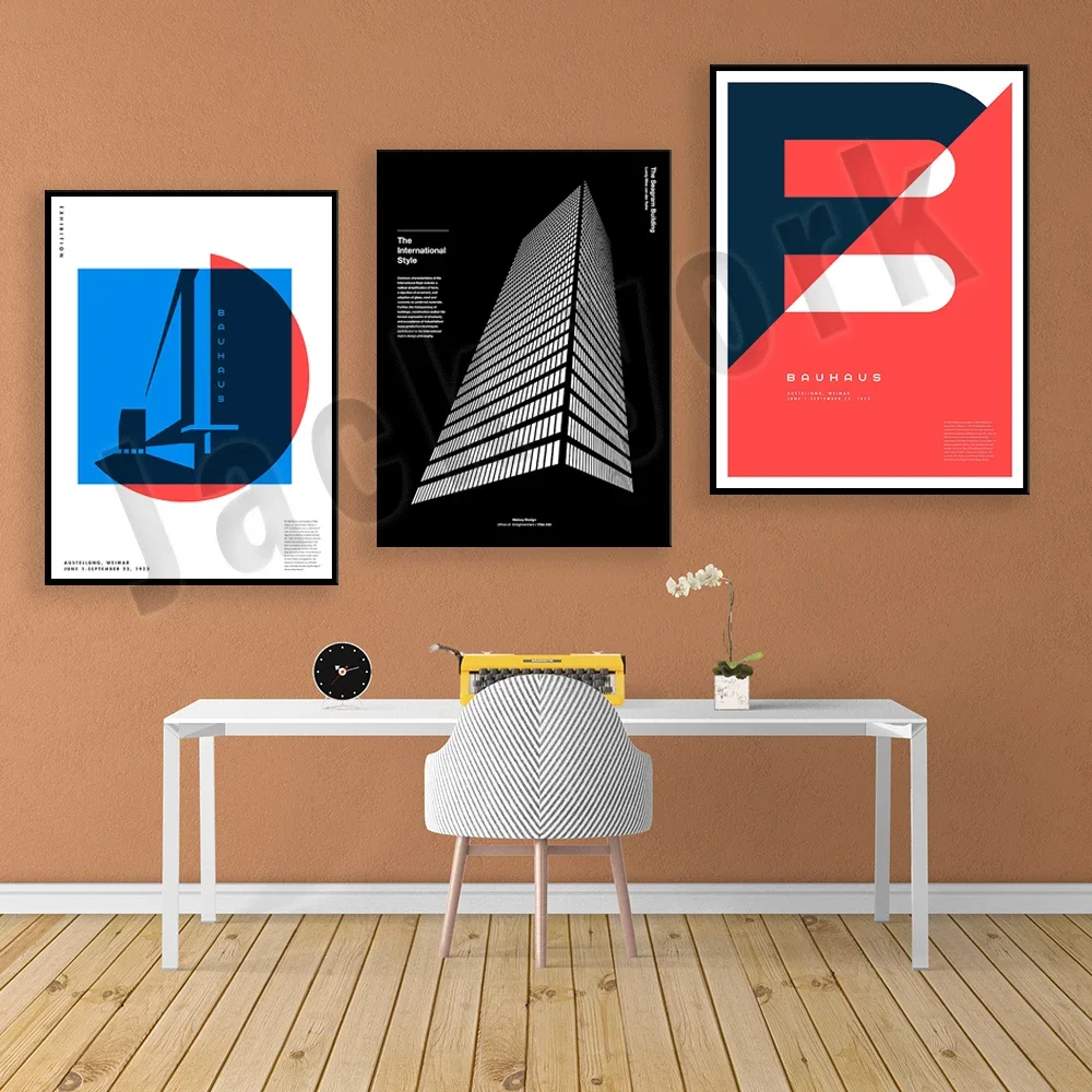 Eero Saarinen Milwaukee County War Memorial, Mies van der Rohe style architectural poster, Bauhaus architecture Helvetica print