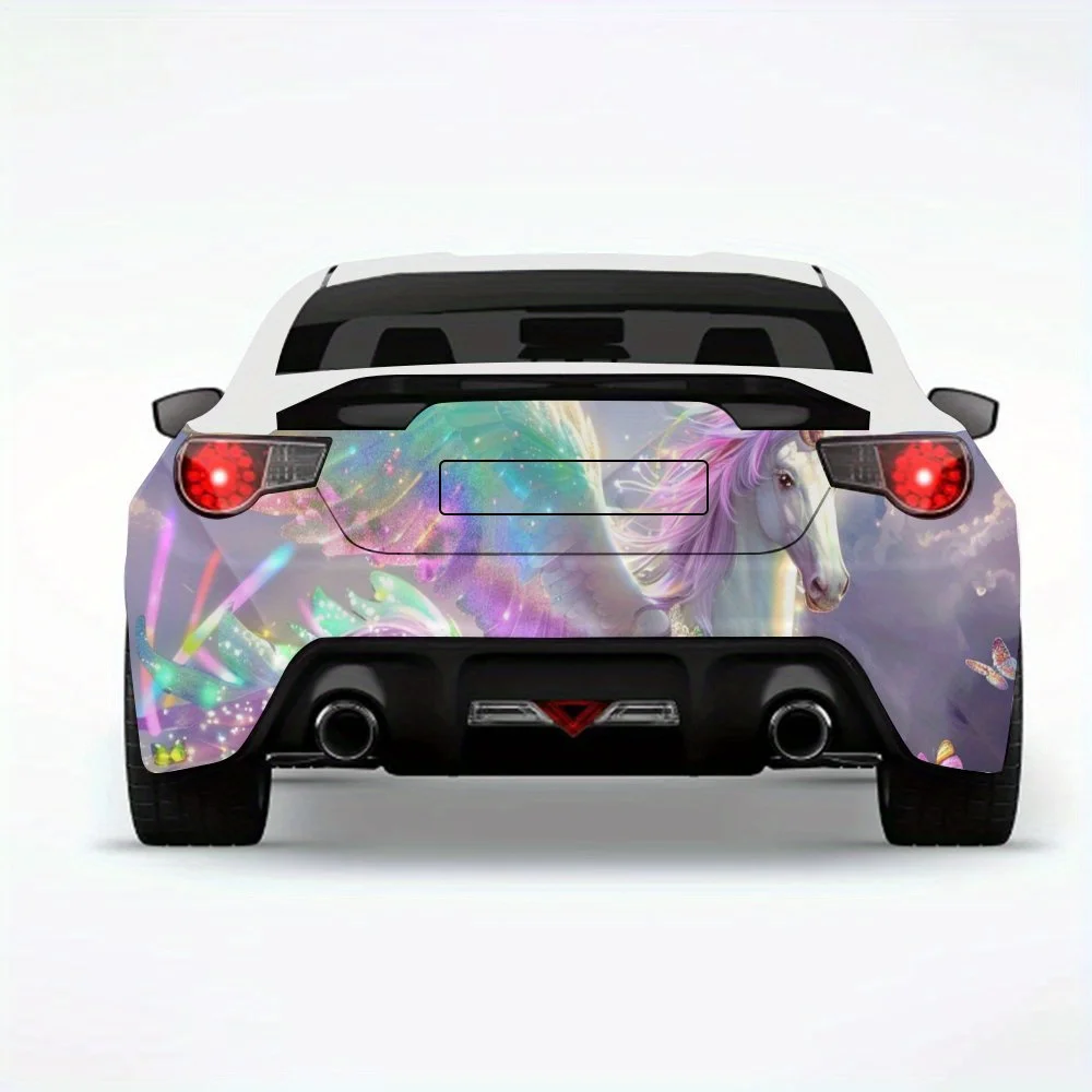

Фэнтезийный единорог с крыльями, наклейка на автомобиль, виниловая наклейка на заднюю часть автомобиля, водонепроницаемые самоклеящиеся виниловые наклейки для хвоста автомобиля и
