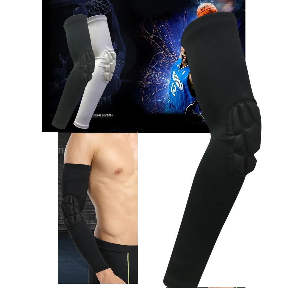 ปลอกแขนกีฬาสีขาว ปลอกแขนป้องกันข้อศอกสำหรับวิ่ง ปั่นจักรยาน เดินป่า ตั้งแคมป์ ฟิตเนส แขนยาว กิจกรรมกลางแจ้ง บาสเกตบอล กีฬาทีม