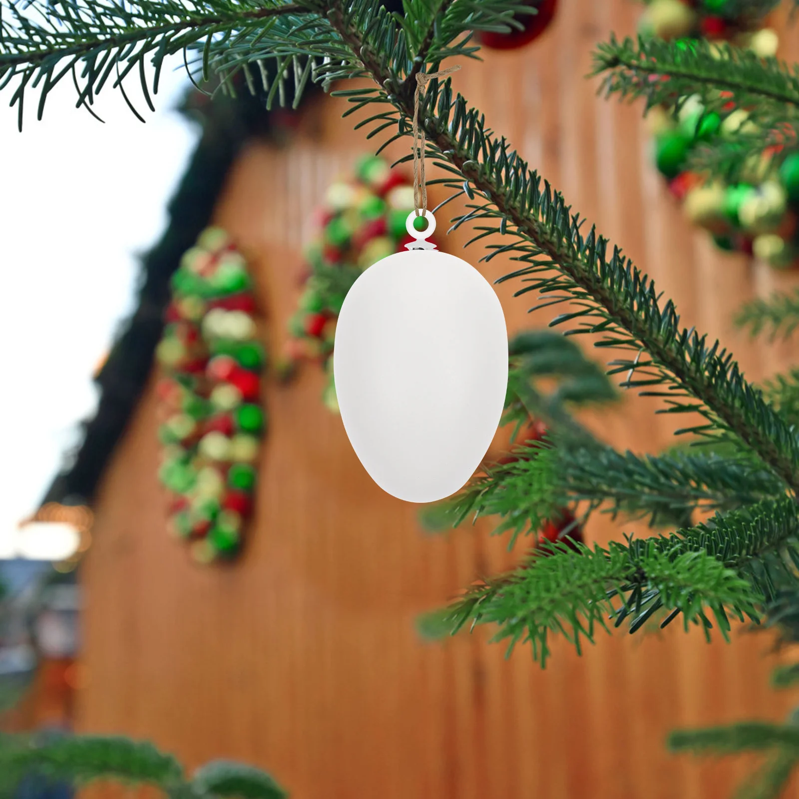 

50Pcs DIY Easter Egg Decoration Solid Color Plastic Unfinished Hanging Egg Pendant for Craft Painting Party Decor