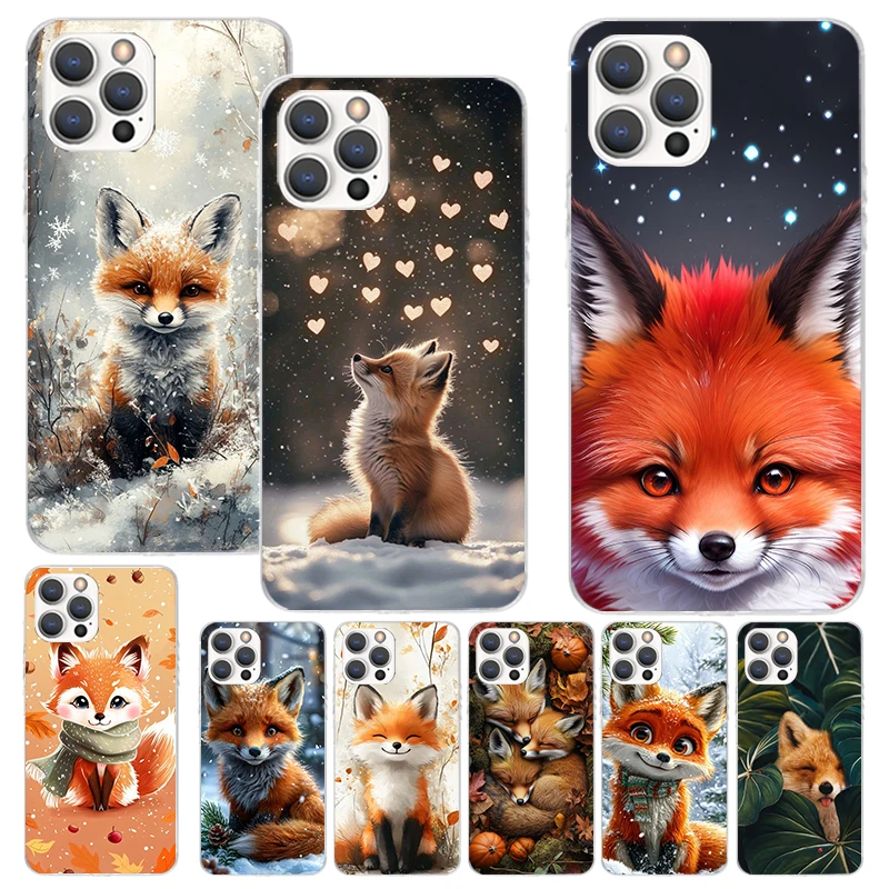 Чехол для телефона Animal Fox для iPhone 13 12 Mini 11 Pro Max XS XR X Max 7 Plus 8 SE 6 6S 5 5S Мягкий силиконовый чехол с принтом