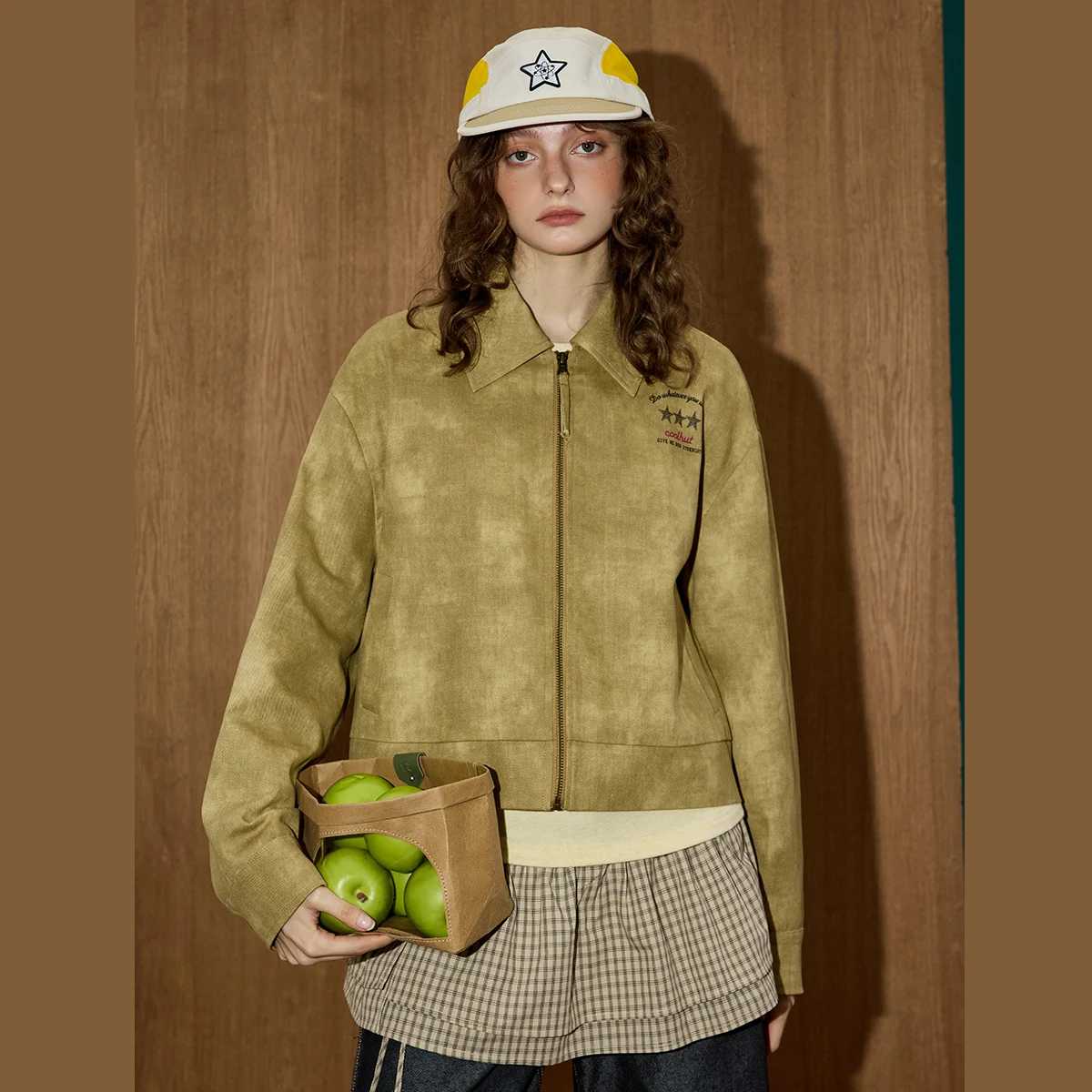 

Coolhut 2022, винтажная куртка цвета индиго, осеннее укороченное пальто большого размера с принтом тай-дай, моющаяся ткань из смеси шелка, свободный крой, дизайн унисекс