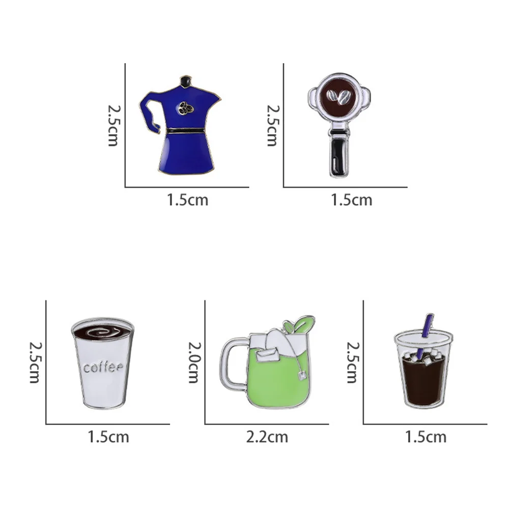5 szt. Kreatywnych przypinek do kawy, broszki ze stopu, ozdobne przypinki do ubrań, plecaków, czapek, stylowe, unikalne akcesoria