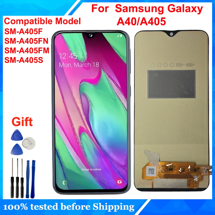 Pop A405F A405FN A405FM ЖК-панель с сенсорным экраном и дигитайзером в сборе для Samsung Galaxy A40 A405, аксессуары для дисплея, замена Pop A405F A405FN A405FM ЖК-панель с сенсорным экраном и дигитайзером в сборе для Samsung Galaxy A40 A405, аксессуары для дисплея, замена