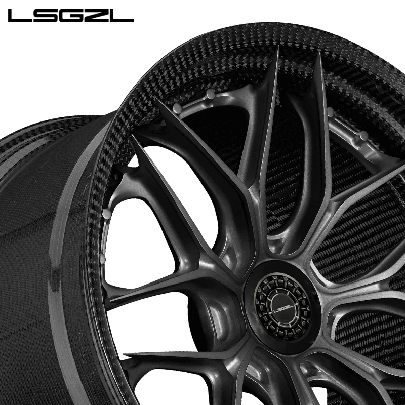 LSGZL Carbon fiber wheel 18 19 20 21 Inch 5x120 5x114.3 5x130 6x139.7 For Land Rover Wheels Rim cybertruck Rim For Car Wholesale