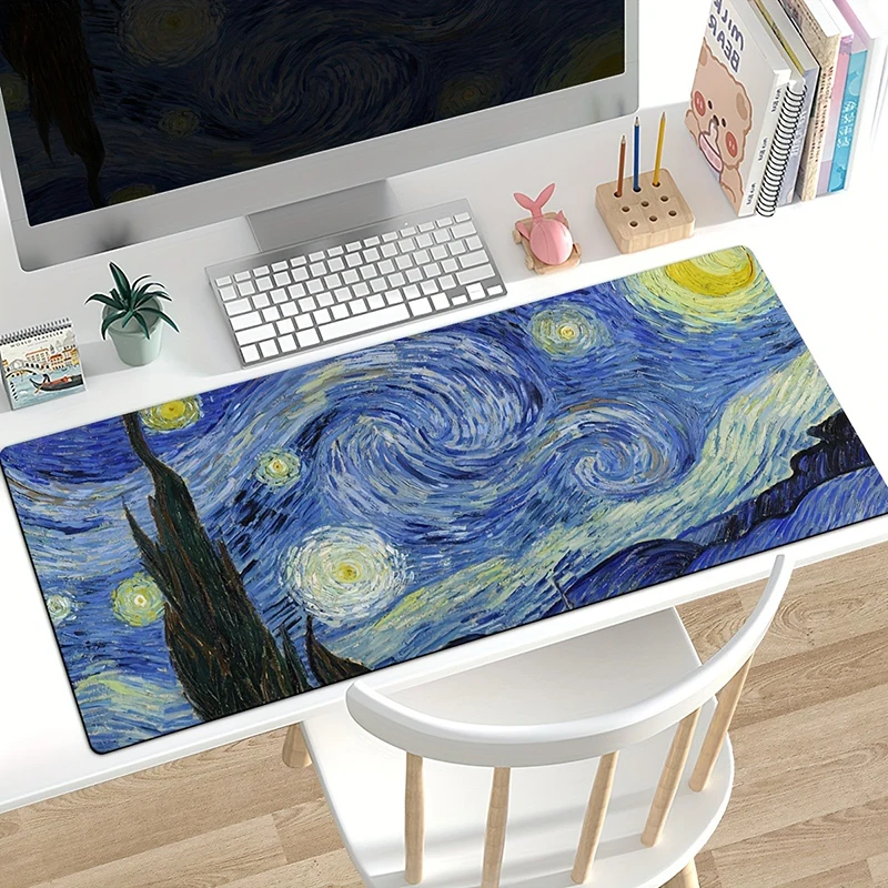 Vintage Oil Painting Mouse Pad Da Vinci Gaming Accessories Playmats Van Gogh Carpet Rug Monet Desk Gamer Large Keyboard MouseMat