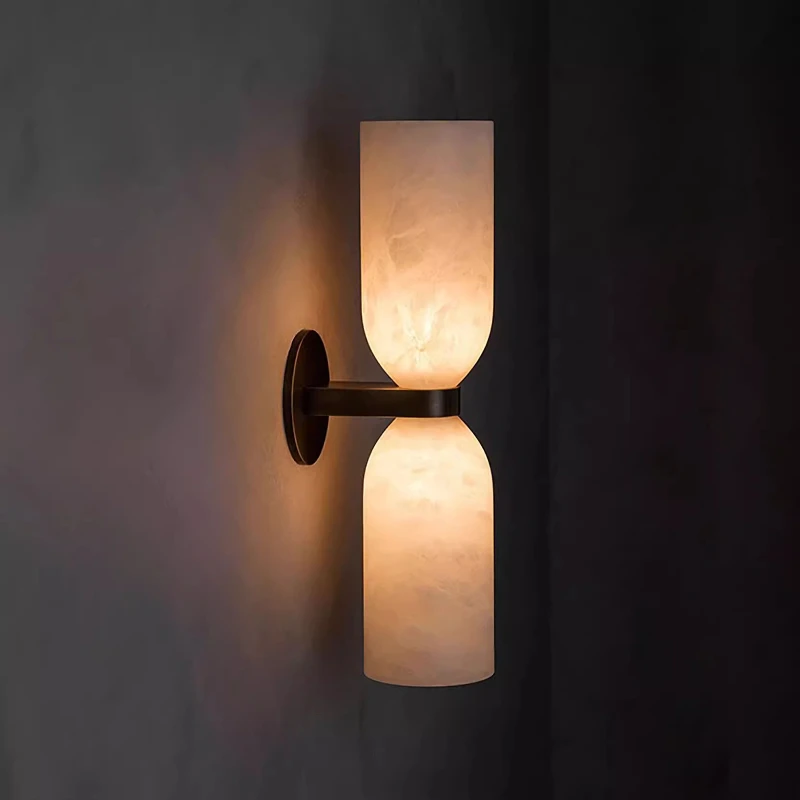 

Скандинавский белый натуральный мраморный светодиодный настенный светильник, креативное двуглавое освещение, коридор, прикроватная тумбочка для гостиной, роскошные настенные бра