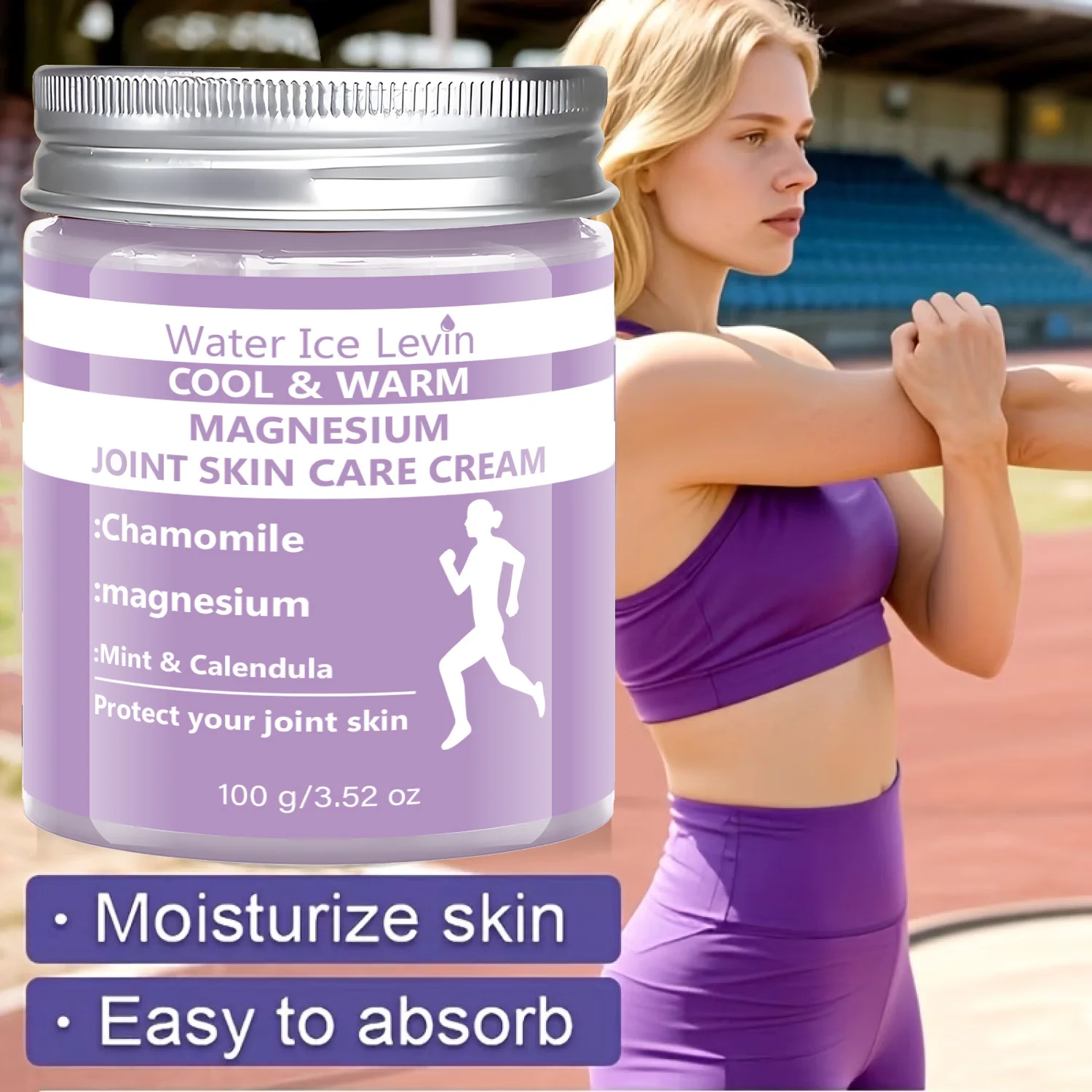 Water Ice Levin Magnesium Infused Body Lotion Hydrating Cream Enriched with Chamomile and Calendula 100g