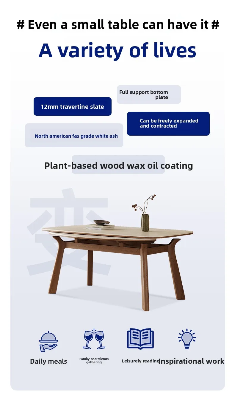 طاولة طعام من الخشب الصلب قابلة للسحب، طاولة طعام منزلية فاخرة وخفيفة وبسيطة وحديثة وقابلة للطي في العصور الوسطى