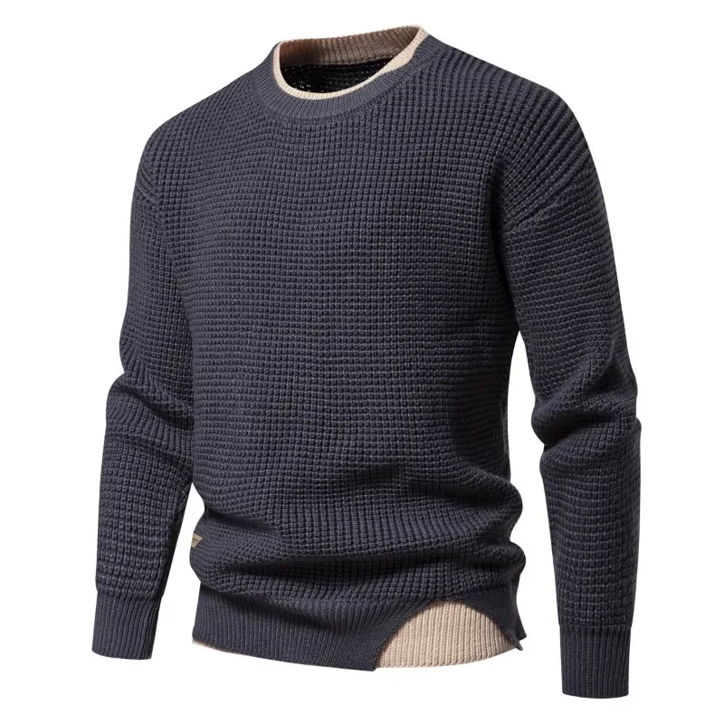 Senior Men's Fashion Sense Texture Round Neck Sweaters Leisure Comfortable Long-sleeved Sweater