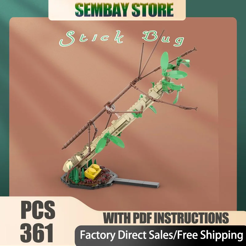 

Moc Building Bricks Modular Stick Bug The Insect Collection Expansion Model Technology Block Christmas DIY Toy Construction Gift