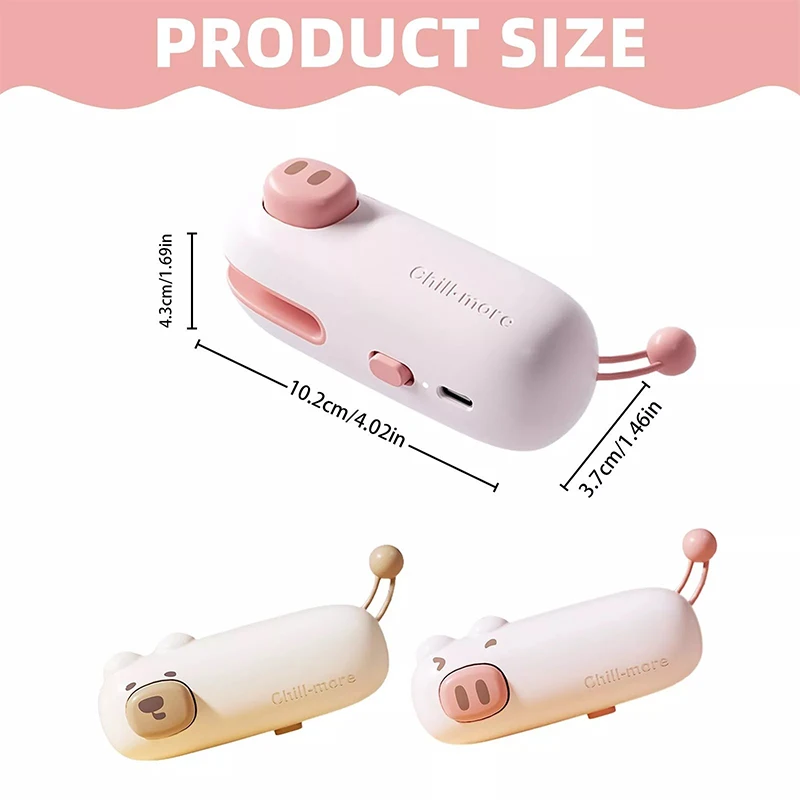 Cute Cartoon Portable Handheld Sealing Machine USB Type-C Rechargeable Mini Heat Sealer for Ziplock Bag