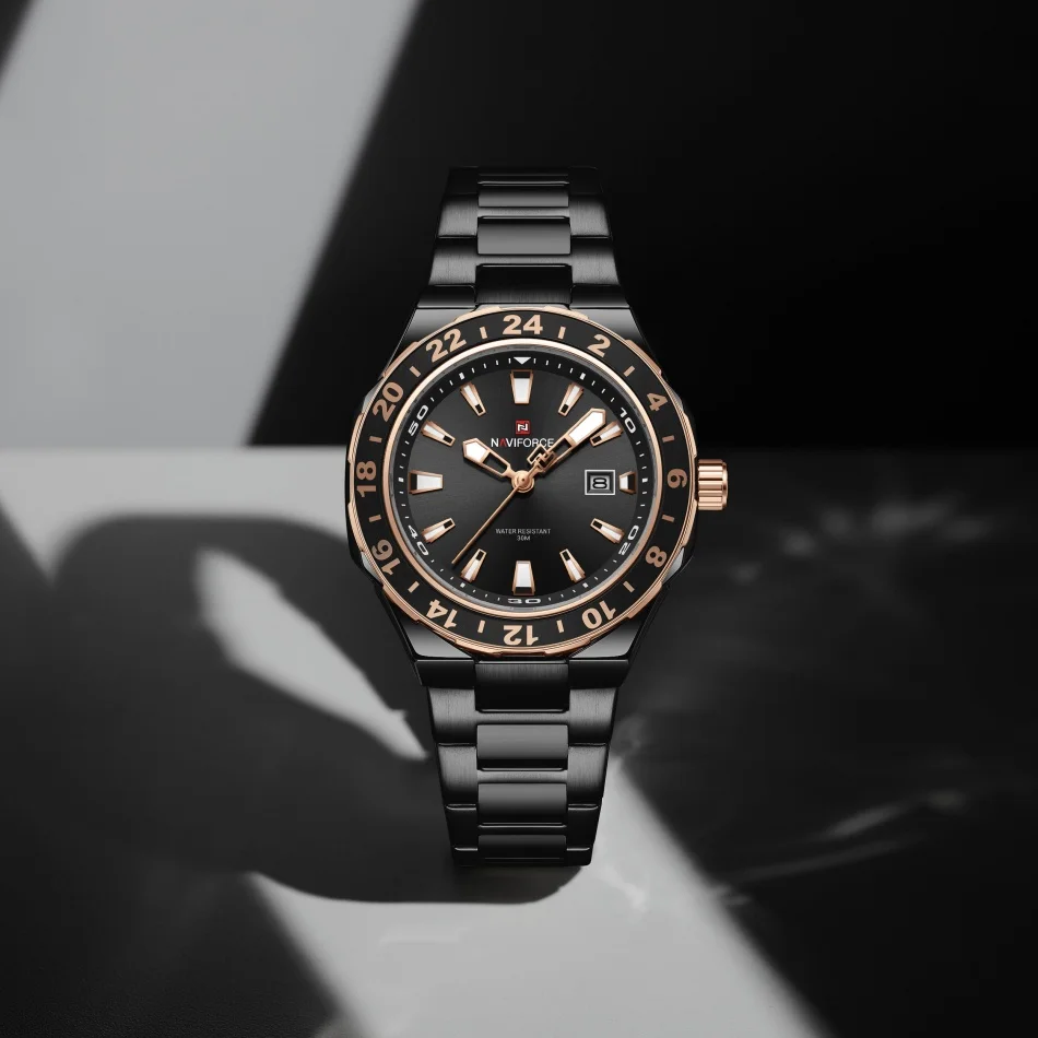 NAVIFORCE العلامة التجارية ساعة الموضة للرجل حزام استانلس ستيل مقاوم للماء كوارتز ساعات المعصم الذكور ساعة فاخرة عادية Reloj Hombre #6