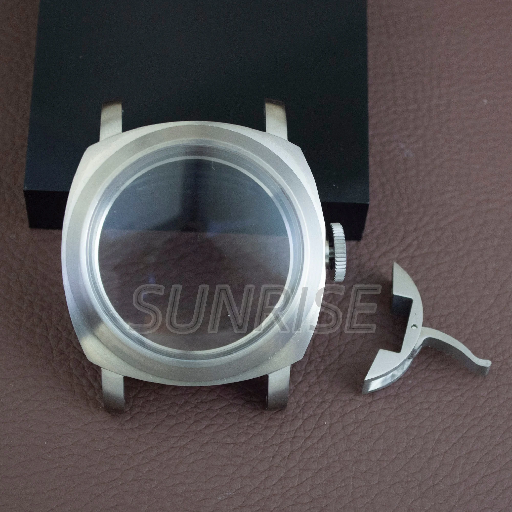 

Titanium Watch Case Sapphire Glass 44mm Vintage Case PAM 5218 For ETA 6497 6498 Seagull ST36 Watch Movement Men Case Accessories
