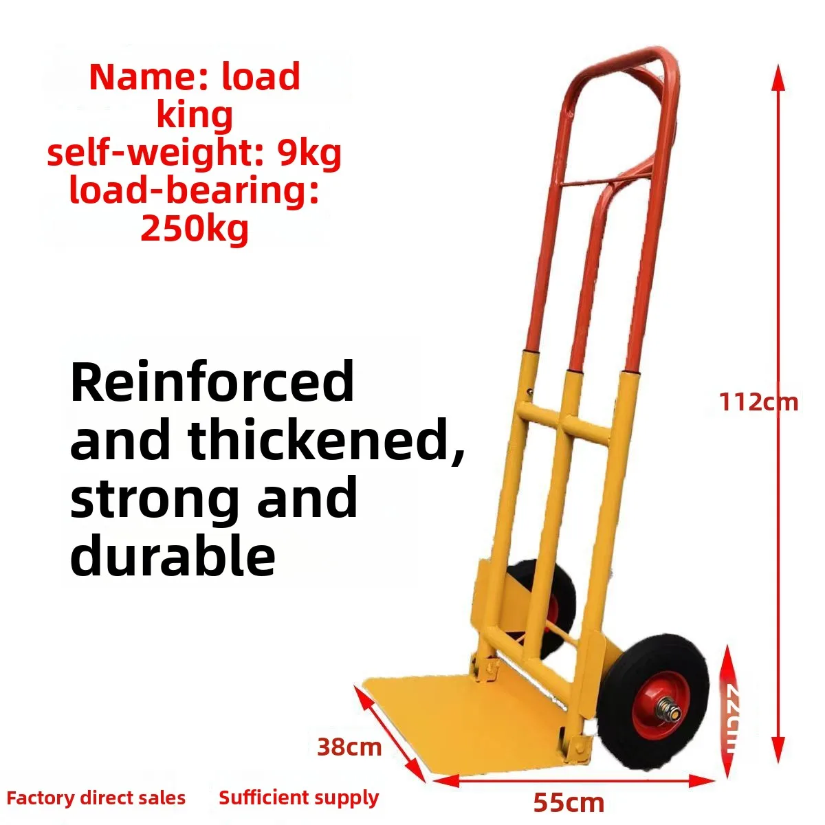 Hanak Heavy-duty Folding Hand Truck Luggage Cart Small Pushcart Heavy-duty Cargo Cart Trailer Thickened Handcart OEM Two-Wheeled