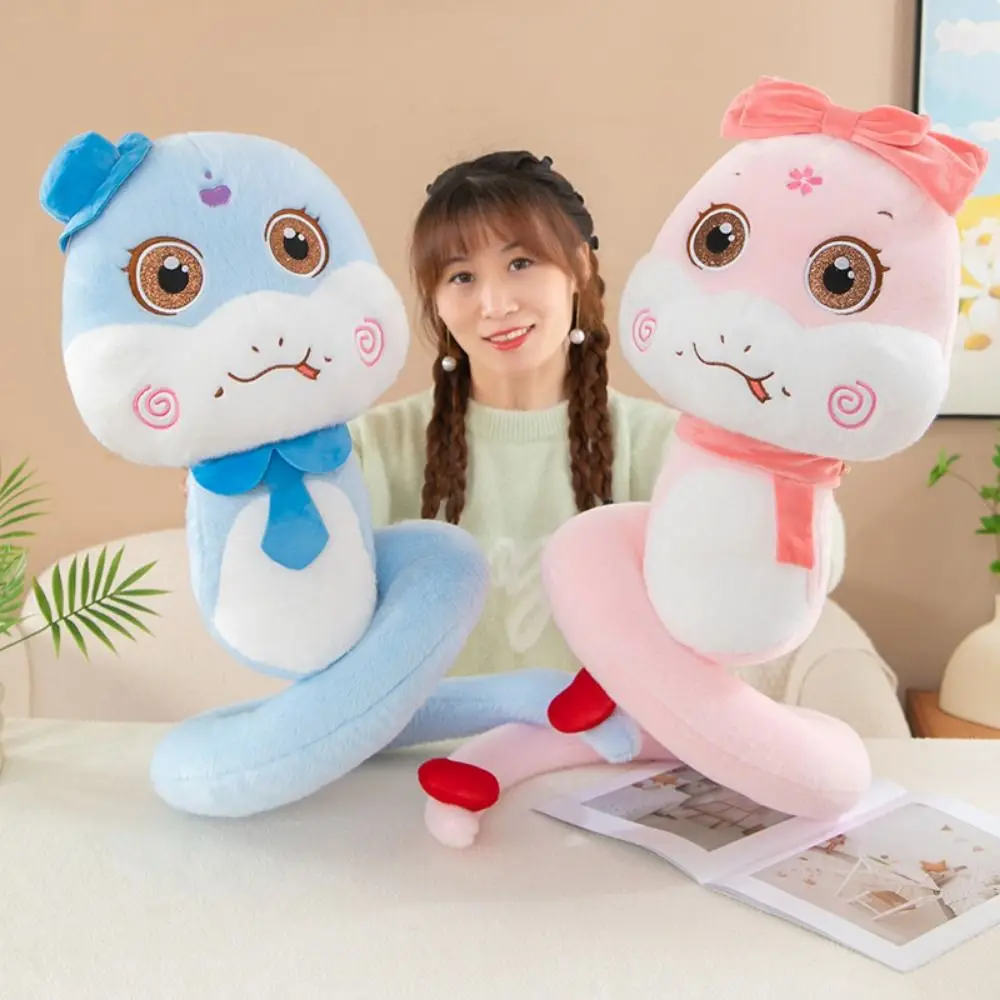 Big Eyes Snake Year Plush Toy Hat Good Luck Wealth Snake Year Mascot Toy PP Cotton Cartoon Lucky Snake Doll Keychain Children