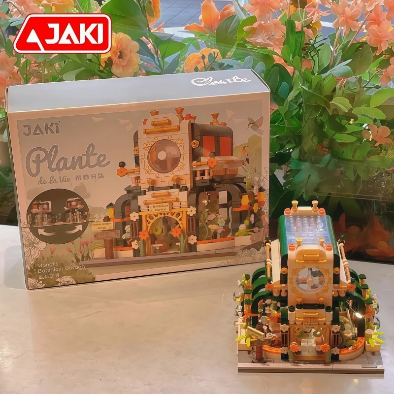 Jaki monet flor casa montagem blocos de construção jardim botânico anime modelo desktop ornamentos colecionáveis presentes do feriado