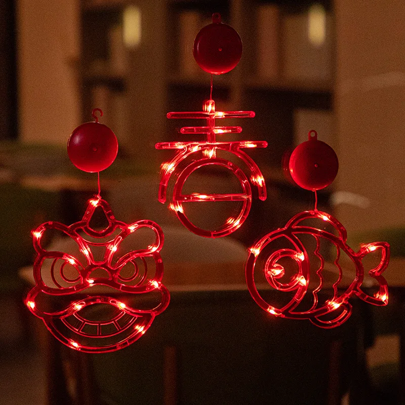 New Year Decorative  String Lights Suction Cup Balcony Atmosphere Ornaments Lighting Festive Chinese  Year Theme