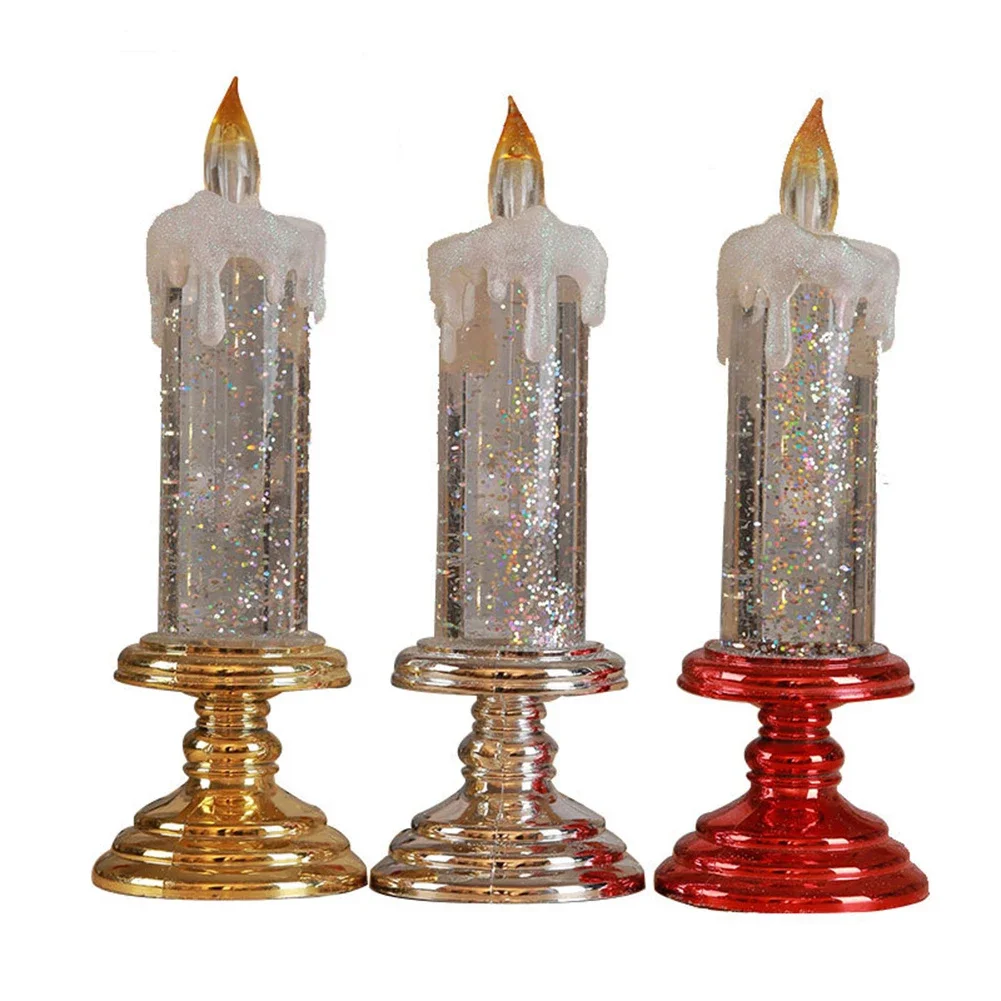 LED Electronic Candle Light Battery Operated Glitter Lighting Flameless Flickering Candles For Wedding Birthday Party Decoration