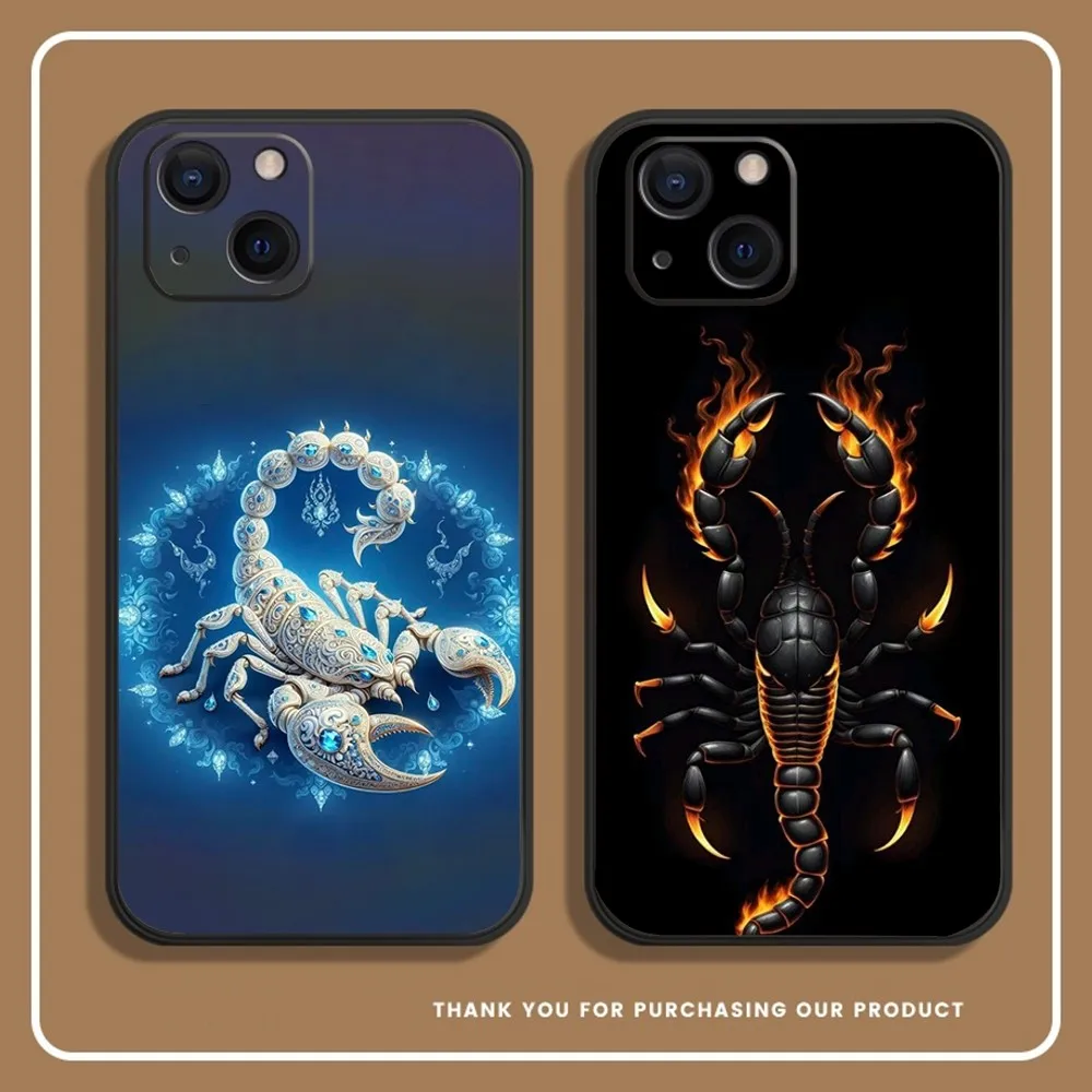 Cool insect Scorpion Phone Case For iPhone 14,13,12 Mini 11 Pro XR,X,XS,MAX 6S,7,8 Plus Silicone Cover Soft black