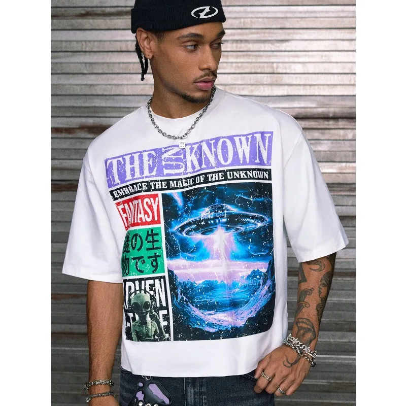 Men's Y2K Retro Hip-hop Street Style Summer New Item Suitable for Both Men and Women High Street T-shirt