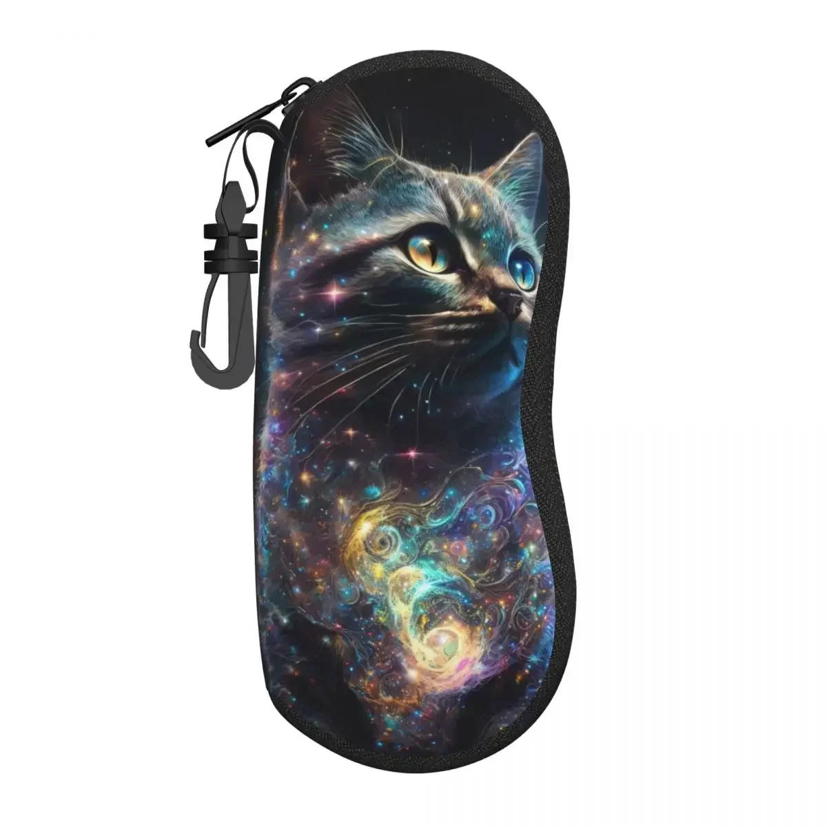 Neon Cat Glasses Case Cover psychedelic stars Sunglasses  Daily Fashion Eyewear Organizer Zipper Male Female  Box