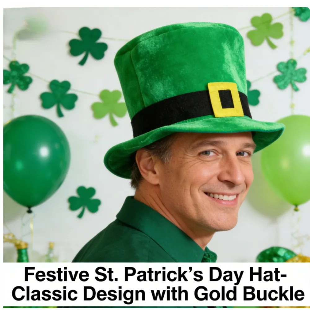 

Шляпа ко Дню Святого Патрика с цифровым принтом ирландского зеленого клевера для праздничных торжеств