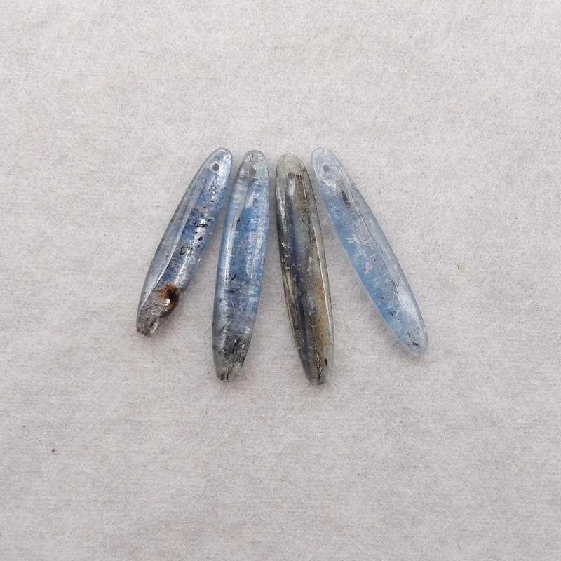 

4pcs Natural Blue Kyanite Long Oval Gemstone Beads 29x6x4mm 34x7x4mm for DIY Jewelry Making Earrings Pendant Accessories 7.8g