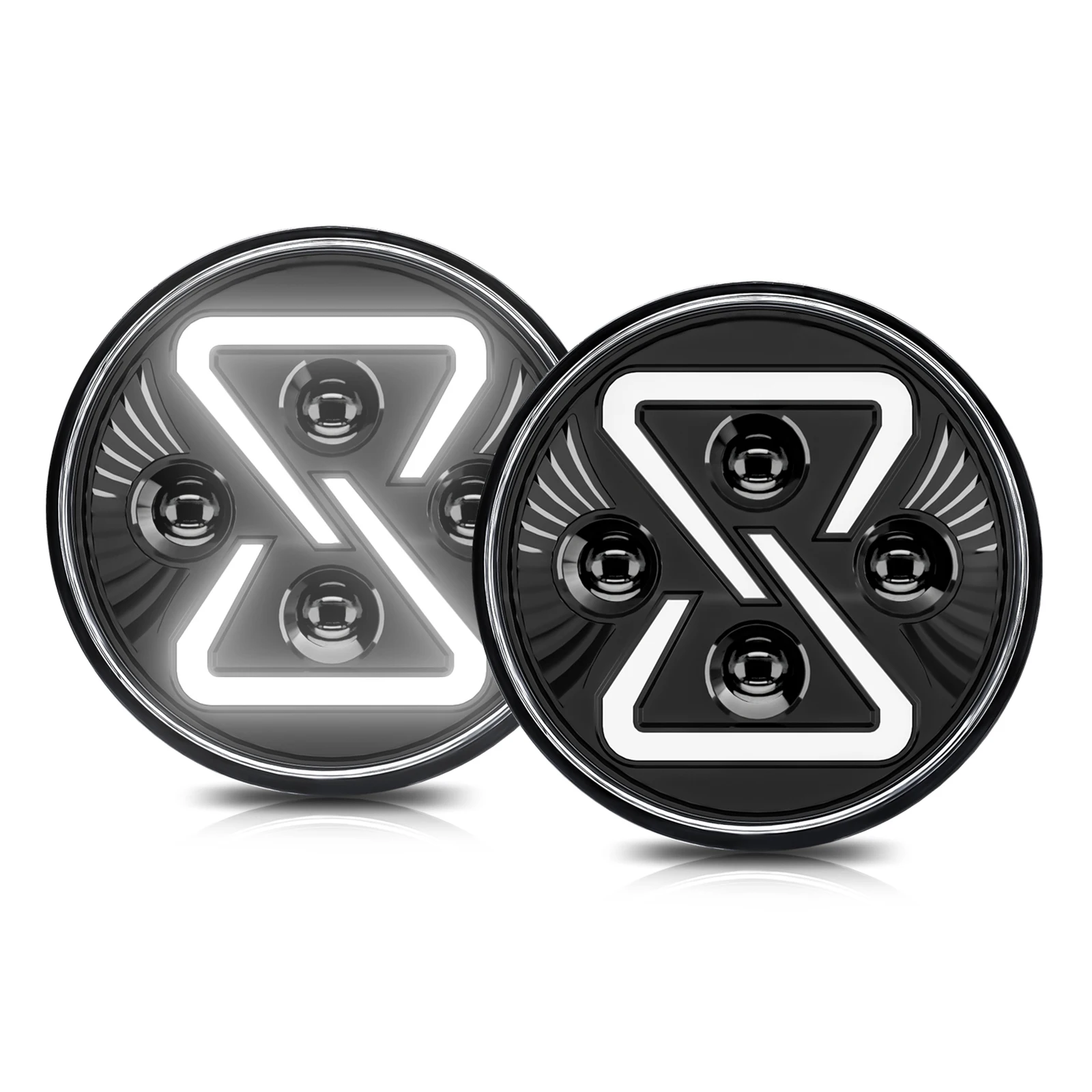 

. 2 шт. 7-дюймовые водонепроницаемые круглые автомобильные светодиодные фары для мотоциклов - замена указателя поворота дальнего ближнего света DRL для Jeep