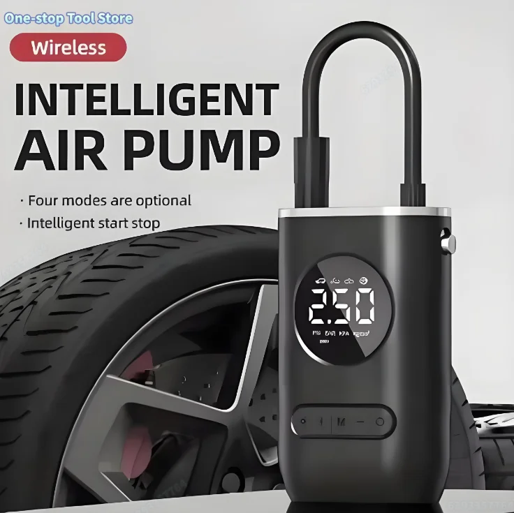 Mini Bomba de Aire Eléctrica Inalámbrica, 150 PSI, 12 V, Bomba de Carga Portátil con Pantalla Digital, Inflador para Autos, Motocicletas, Bicicletas, Balones
