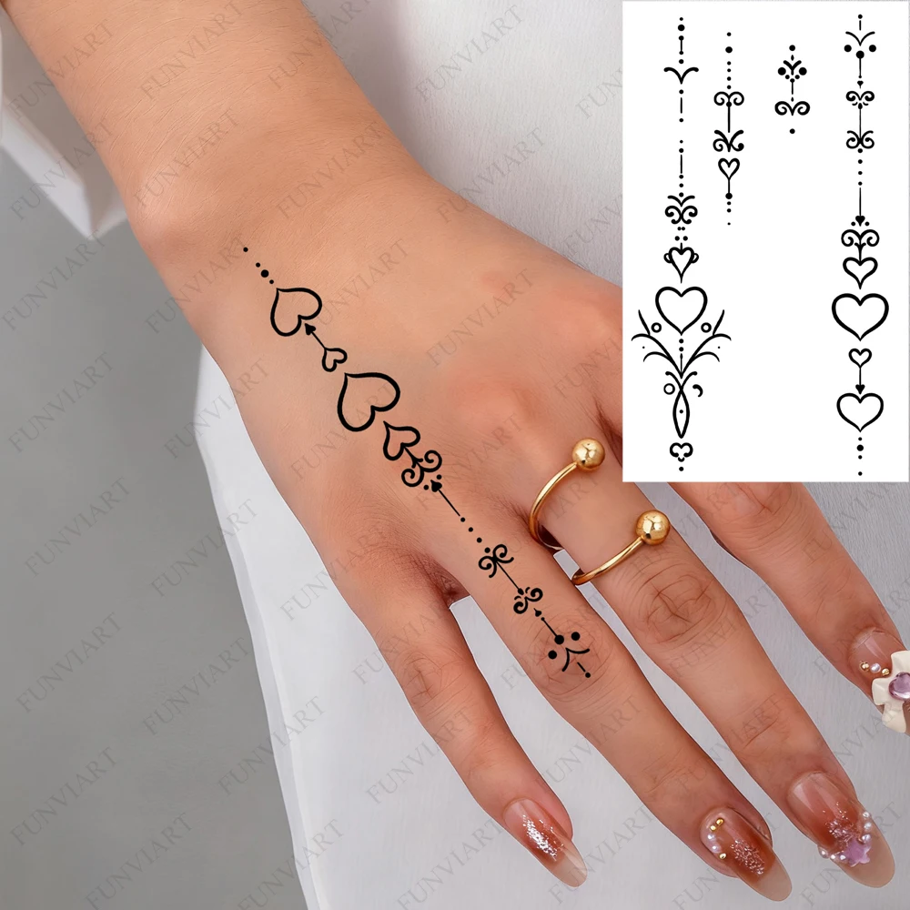 

1 Sheet Heart Pattern Tattoo Stickers for Men Women Waterproof Flower Temporary Tattoos For Valentine's Day Hand Finger Body Art