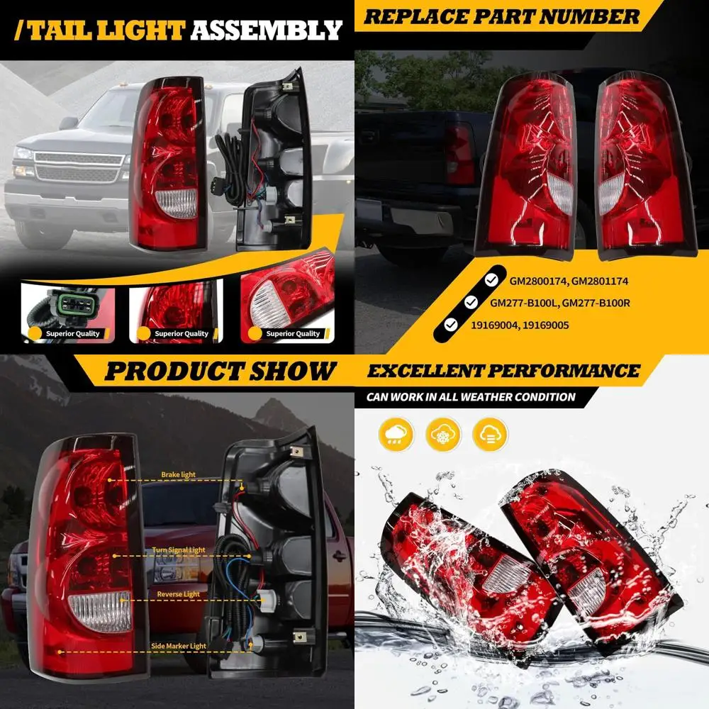 

2003-2006 Silverado 1500/2500 HD Tail Lights with Bulbs, Driver & Passenger Side
