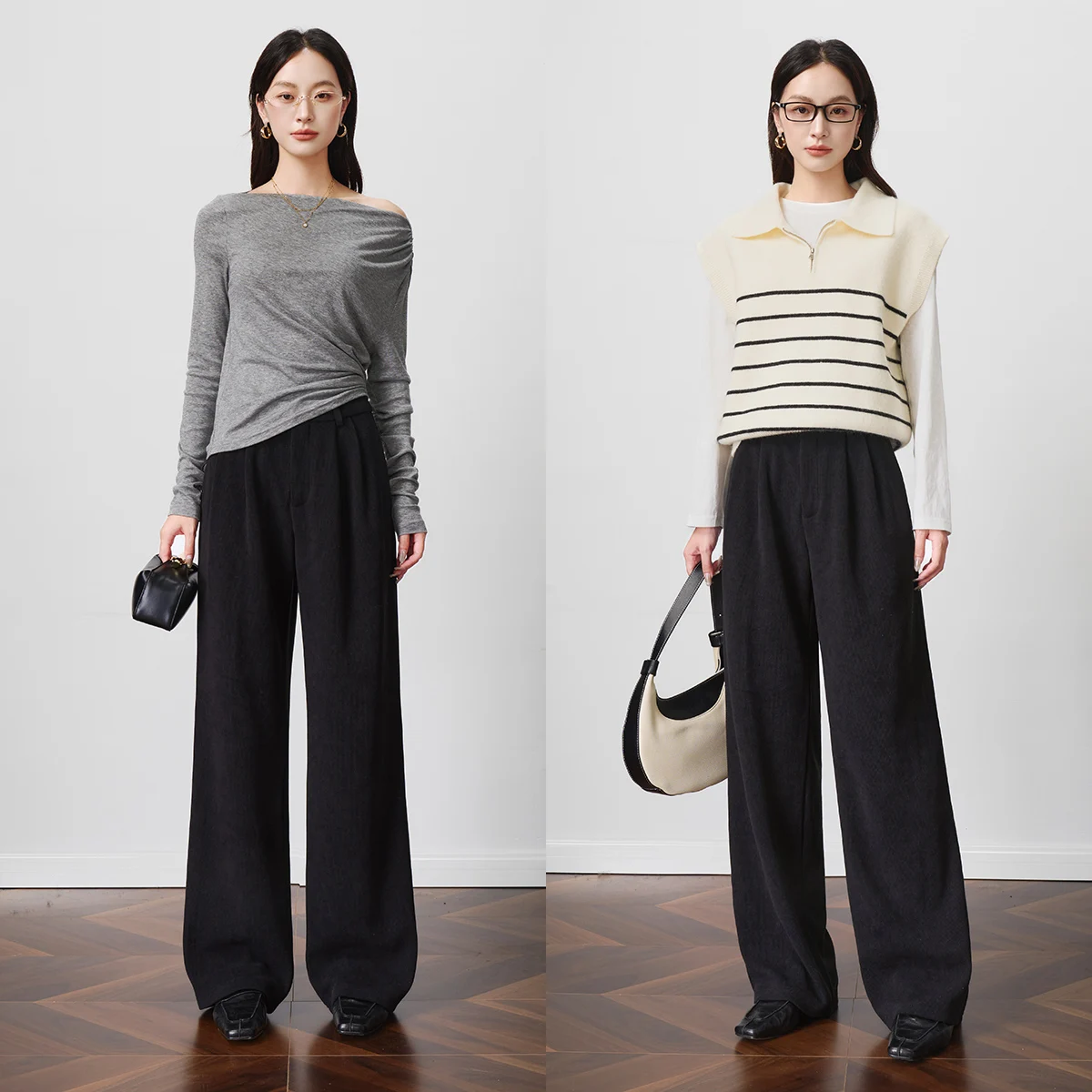 OLrain Women Fashion Pants Solid Straight Long Pants 2025 Autumn New in Casual Basics Loose Trousers Female Clothing O57QK001262